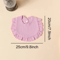 6pcs Cotton Gauze Lotus Leaf Edge Saliva Bib Baby Solid Color Snap Button Feeding Bib Soft Comfortable Drool Towel For Newborns