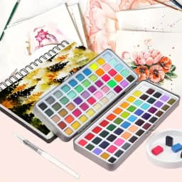 Deluxe 50/100/168-Color Watercolor Paint Set with Brushes & Pencils - Washable, Vibrant Art Supplies for Adults