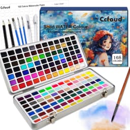 Deluxe 50/100/168-Color Watercolor Paint Set with Brushes & Pencils - Washable, Vibrant Art Supplies for Adults
