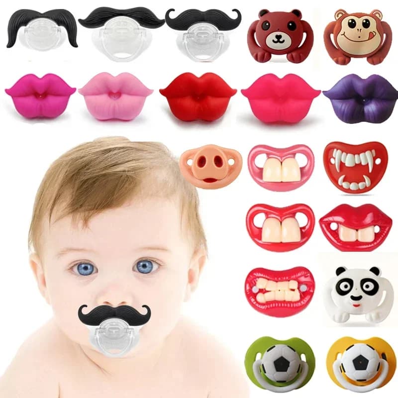 Funny Pacifiers for Babies Infants Pacifiers for Toddlers Newborn Cute Mustache Lips Pacifier Teeth Baby Gift for Boys Girls
