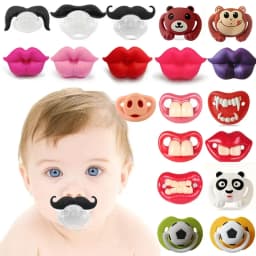 Funny Pacifiers for Babies Infants Pacifiers for Toddlers Newborn Cute Mustache Lips Pacifier Teeth Baby Gift for Boys Girls