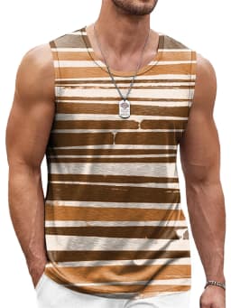New Simple Color Striped 3D Printed Tank Tops Men Summer Sleeveless Casual Sports Vest Crew Neck Breathable Oversized Tees Tops