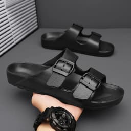 Summer Adjustable Soft Slippers for Men EVA Flat Cloud Slides Lightweight Non-slip Solid Color Beach Man Sandals Plus Size