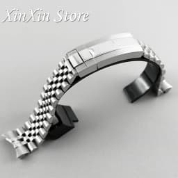 20mm Width 904L Solid Stainless Steel Strap Brushed Polished Oyster Jubilee Presidential Bracelet NH35 Part Glide Lock Clasp