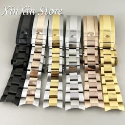 20mm Width 904L Solid Stainless Steel Strap Brushed Polished Oyster Jubilee Presidential Bracelet NH35 Part Glide Lock Clasp