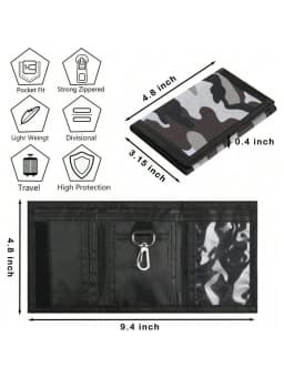 Camo Print Kids Wallet with Lanyard for Boys Girls Teens Trifold Wallet for Men Women Army Camouflage Wallets Credit Card Holder