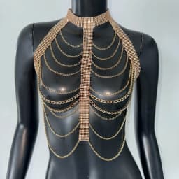 New Variety Of Body Chain Temperament White Pearl Suspender Silver Chain Top Metal Layered Fashionable Women's Clothing