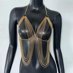 New Variety Of Body Chain Temperament White Pearl Suspender Silver Chain Top Metal Layered Fashionable Women's Clothing