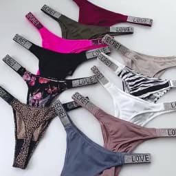 Sexy Triangle Fitness Sports With Letter Low Rise Briefs Sexy T-Back G-string Women Panties Rhinestone Thong