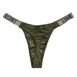 Sexy Triangle Fitness Sports With Letter Low Rise Briefs Sexy T-Back G-string Women Panties Rhinestone Thong