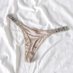 Sexy Triangle Fitness Sports With Letter Low Rise Briefs Sexy T-Back G-string Women Panties Rhinestone Thong