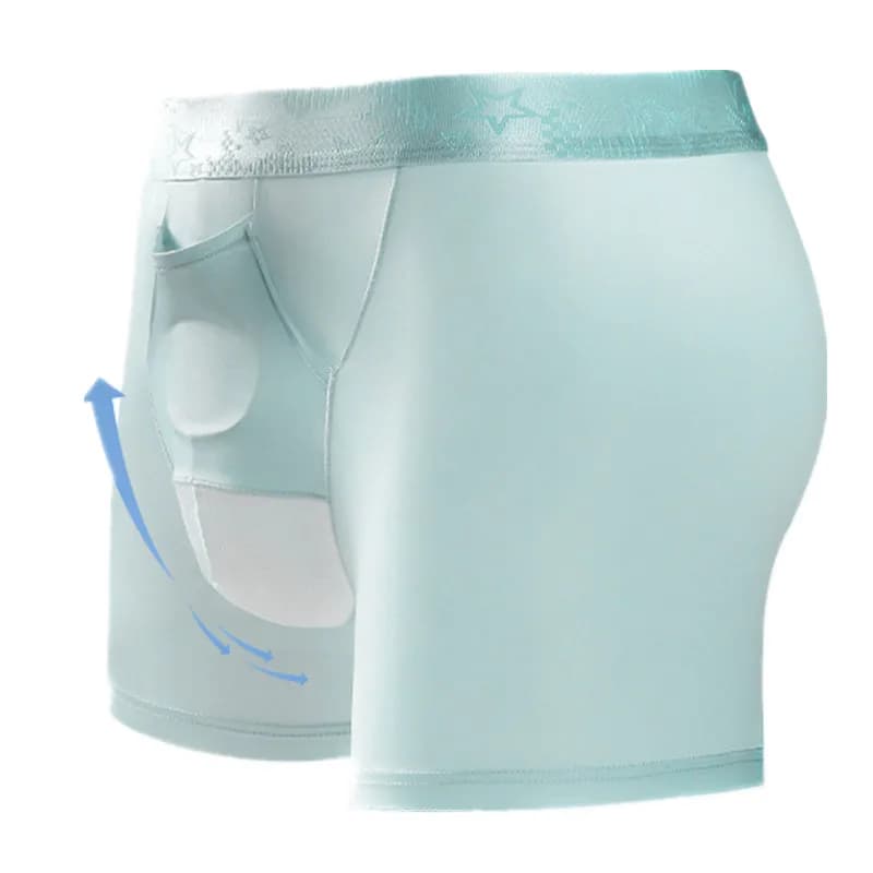Mens Underpants Boxer Shorts Homme Thin Ice Silk Panties Man Breathable Bullet Separation Pouch Underwear Cueca Calzoncillo