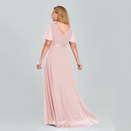 Plus Size Evening Dresses Long XUCTHHC Elegant A Line V Neck Ruffles Chiffon Formal Wedding Party Dress Robe De Soiree 2021