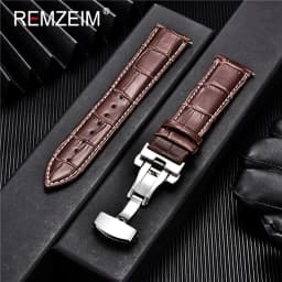 Genuine Leather Watchband Calfskin Men Women Replace Watch Band 18mm 20mm 22mm 24mm With Butterfly Buckle Watch Strap