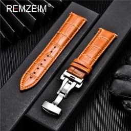 Genuine Leather Watchband Calfskin Men Women Replace Watch Band 18mm 20mm 22mm 24mm With Butterfly Buckle Watch Strap