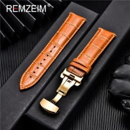 Genuine Leather Watchband Calfskin Men Women Replace Watch Band 18mm 20mm 22mm 24mm With Butterfly Buckle Watch Strap