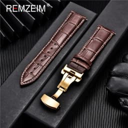 Genuine Leather Watchband Calfskin Men Women Replace Watch Band 18mm 20mm 22mm 24mm With Butterfly Buckle Watch Strap