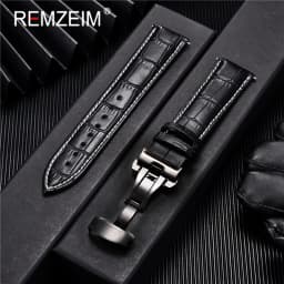 Genuine Leather Watchband Calfskin Men Women Replace Watch Band 18mm 20mm 22mm 24mm With Butterfly Buckle Watch Strap