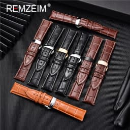 Genuine Leather Watchband Calfskin Men Women Replace Watch Band 18mm 20mm 22mm 24mm With Butterfly Buckle Watch Strap
