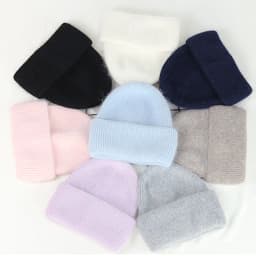 VISROVER 9 Colors Unisex Solid Color Real Rabbit Fur Beanies Winter Hat For Woman Knit Bonnet Acrylic Woman Autumn Warm Skullies