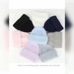 VISROVER 9 Colors Unisex Solid Color Real Rabbit Fur Beanies Winter Hat For Woman Knit Bonnet Acrylic Woman Autumn Warm Skullies