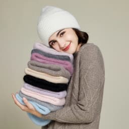 VISROVER 9 Colors Unisex Solid Color Real Rabbit Fur Beanies Winter Hat For Woman Knit Bonnet Acrylic Woman Autumn Warm Skullies