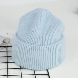 VISROVER 9 Colors Unisex Solid Color Real Rabbit Fur Beanies Winter Hat For Woman Knit Bonnet Acrylic Woman Autumn Warm Skullies