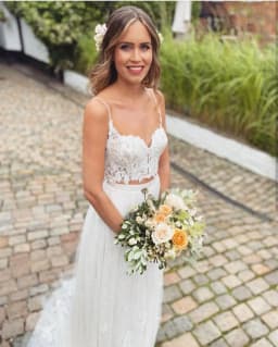 LSYX Customized Wedding Dress Two Pieces Spaghetti Strap Bridal Gowns A-line Sweetheart Sleeveless Lace Appliques floor Length