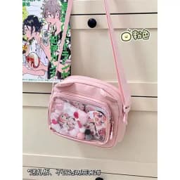 Japanese Harajuku Cute Girls Y2K Transparent Cartoon Ita Bag Ulzzang Doll Bag Versatile Crossbody Bag Casual Mobile Phone Bag