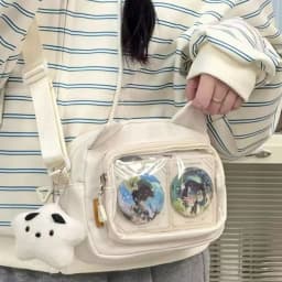 Japanese Harajuku Cute Girls Y2K Transparent Cartoon Ita Bag Ulzzang Doll Bag Versatile Crossbody Bag Casual Mobile Phone Bag