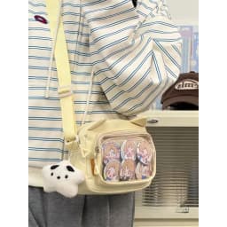 Japanese Harajuku Cute Girls Y2K Transparent Cartoon Ita Bag Ulzzang Doll Bag Versatile Crossbody Bag Casual Mobile Phone Bag