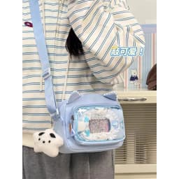 Japanese Harajuku Cute Girls Y2K Transparent Cartoon Ita Bag Ulzzang Doll Bag Versatile Crossbody Bag Casual Mobile Phone Bag