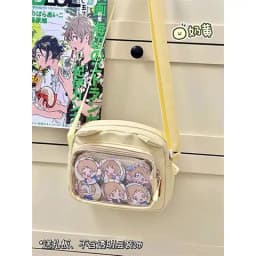 Japanese Harajuku Cute Girls Y2K Transparent Cartoon Ita Bag Ulzzang Doll Bag Versatile Crossbody Bag Casual Mobile Phone Bag