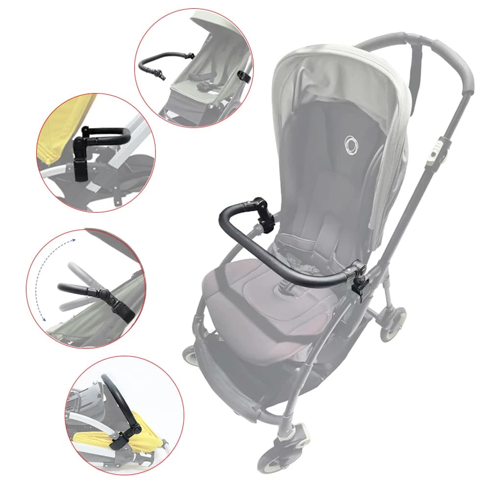 Baby Armrest For Bugaboo Bee/3/5/6 Buggy Bumper Bar With Leather Cover Clamp Openable Foldable Stroller Replace Accessories