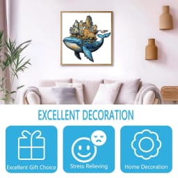 Wooden Puzzle for Adults -Whale Castle Puzzle, Unique Shape Wooden Jigsaw Puzzles, Modern Art Home Decor, Good Gift Idea
