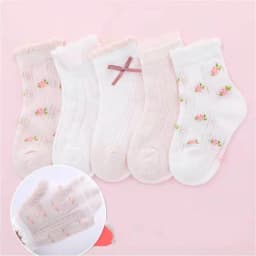 5Pairs/Set Summer Cute Sweet Kids Girls Socks Cotton All Print Children Socks Casual Mesh Cool Princess Socks 1-12Y Girls Socks