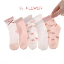 5Pairs/Set Summer Cute Sweet Kids Girls Socks Cotton All Print Children Socks Casual Mesh Cool Princess Socks 1-12Y Girls Socks