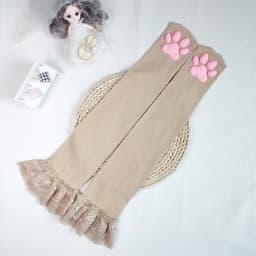 Womens Thigh High Stockings Cat Paw Pad Ladies Girls pink Long Over 3D Above Knee Socks Cosplay Lace Lolita Harajuku Y2k female