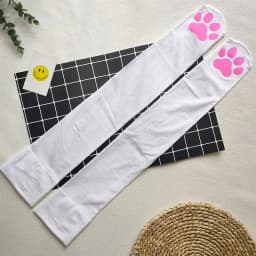 Womens Thigh High Stockings Cat Paw Pad Ladies Girls pink Long Over 3D Above Knee Socks Cosplay Lace Lolita Harajuku Y2k female