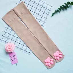 Womens Thigh High Stockings Cat Paw Pad Ladies Girls pink Long Over 3D Above Knee Socks Cosplay Lace Lolita Harajuku Y2k female