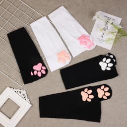 Womens Thigh High Stockings Cat Paw Pad Ladies Girls pink Long Over 3D Above Knee Socks Cosplay Lace Lolita Harajuku Y2k female