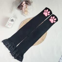 Womens Thigh High Stockings Cat Paw Pad Ladies Girls pink Long Over 3D Above Knee Socks Cosplay Lace Lolita Harajuku Y2k female