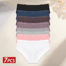 7PCS Cotton Panties For Women Seamless Ribbed Briefs Female Stretch Comfortable Underwear Ladies Low Waist Sexy Lingerie Solid