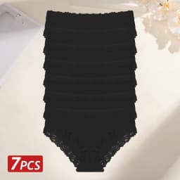 7PCS Cotton Panties For Women Seamless Ribbed Briefs Female Stretch Comfortable Underwear Ladies Low Waist Sexy Lingerie Solid