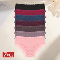 7PCS Cotton Panties For Women Seamless Ribbed Briefs Female Stretch Comfortable Underwear Ladies Low Waist Sexy Lingerie Solid
