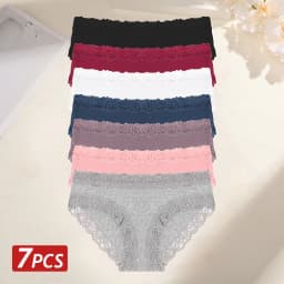 7PCS Cotton Panties For Women Seamless Ribbed Briefs Female Stretch Comfortable Underwear Ladies Low Waist Sexy Lingerie Solid