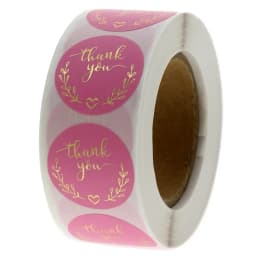 50-500pcs Thank You Sticker Pink Paper Business Label Sticker for Baking Packaging Handmade Decor Cute Stationery Supplies 1inch