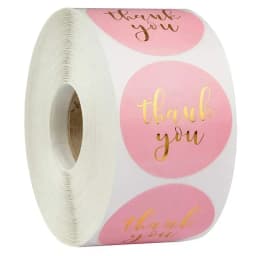 50-500pcs Thank You Sticker Pink Paper Business Label Sticker for Baking Packaging Handmade Decor Cute Stationery Supplies 1inch