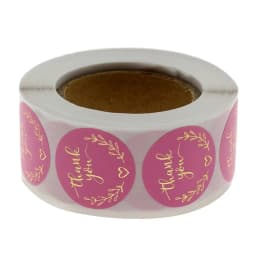 50-500pcs Thank You Sticker Pink Paper Business Label Sticker for Baking Packaging Handmade Decor Cute Stationery Supplies 1inch