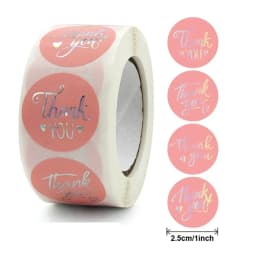 50-500pcs Thank You Sticker Pink Paper Business Label Sticker for Baking Packaging Handmade Decor Cute Stationery Supplies 1inch